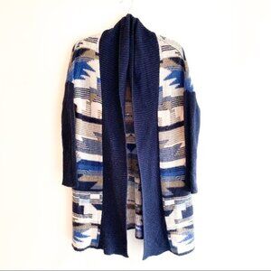 H&M Women's Cardigan Knit Sweater Long Maxi Duster Aztec Southwestern Print